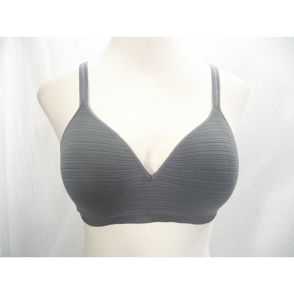 Seamfree Wirefree Soft Cup Bra in Black And Grey Stripe