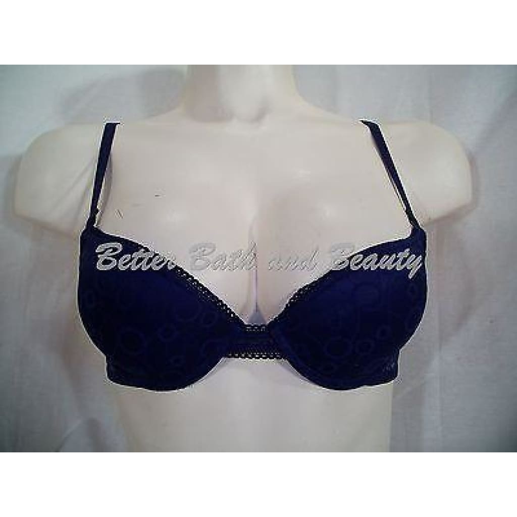 On Gossamer Lace Covered Demi Cup Underwire Bra 32A Navy