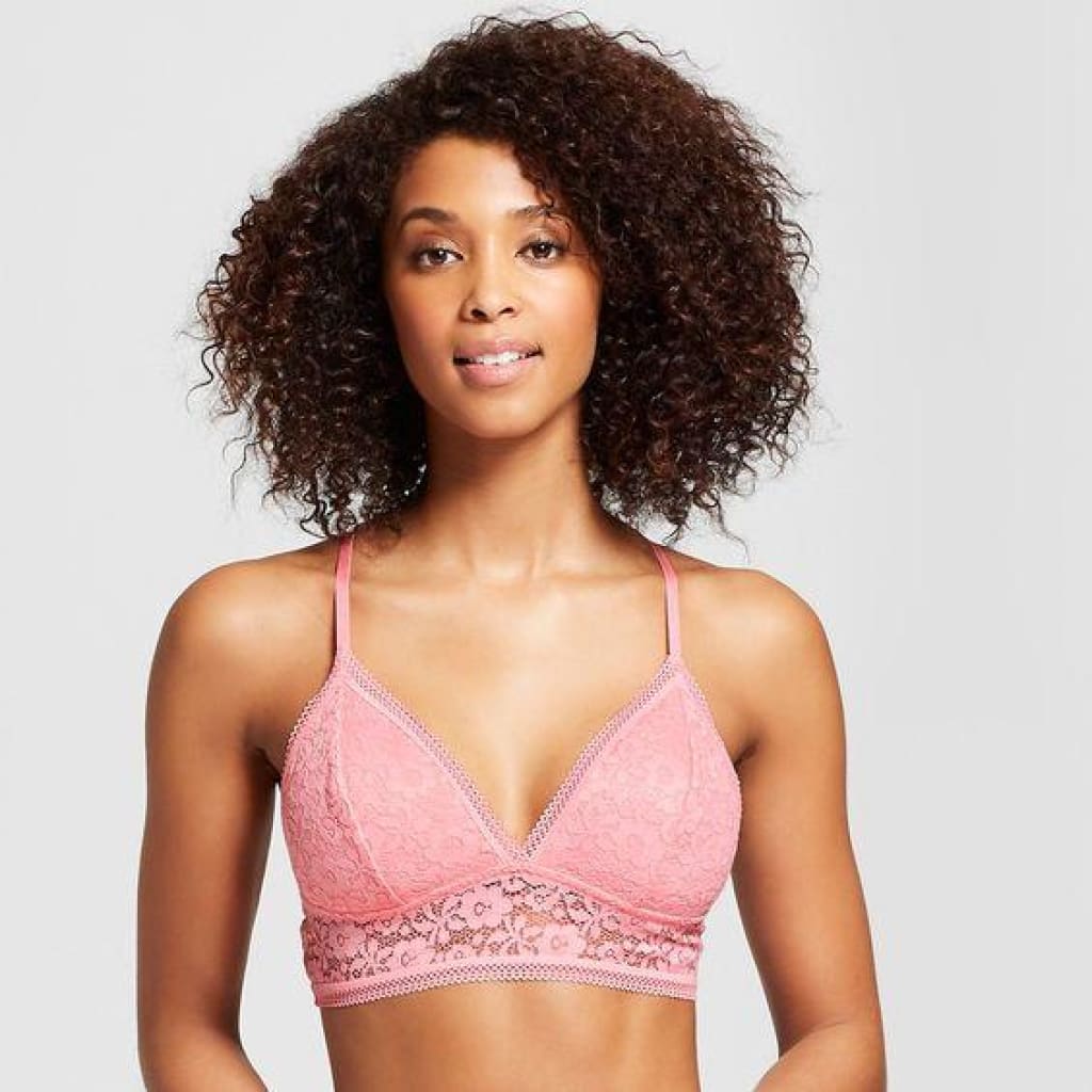 Pink Lace bra Top without underwire - Pink longline bralette