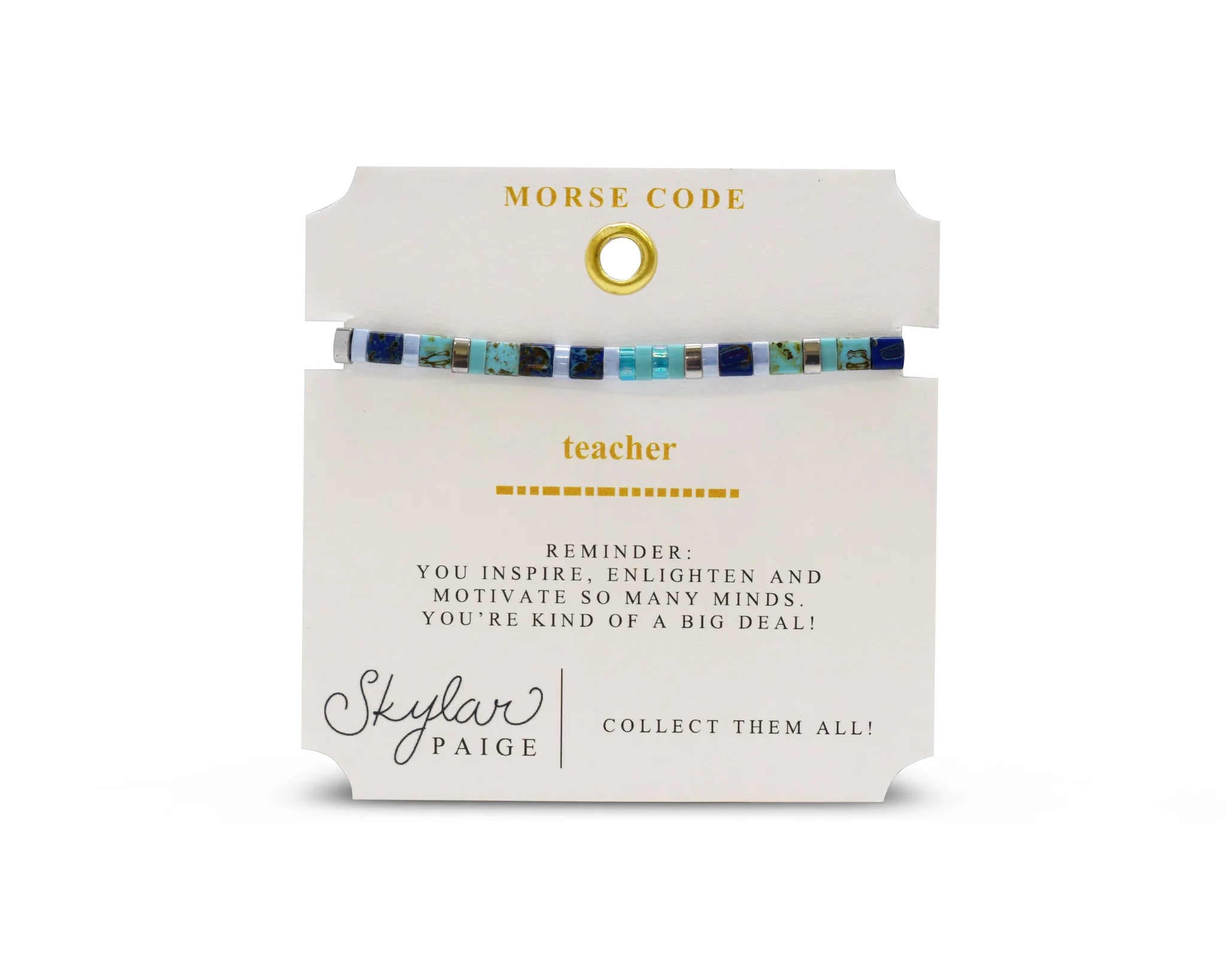 Skylar Paige - TEACHER - Morse Code Tila Beaded Bracelet