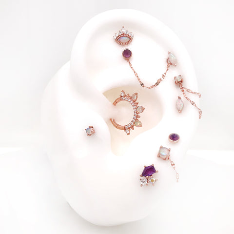 Rose gold opal and amethyst curation