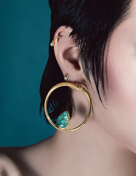 model photo of stay sexy hoop earrings