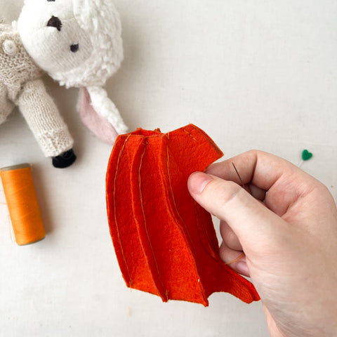 Cute Orange Felt Bear for Decoration - Felt & Yarn