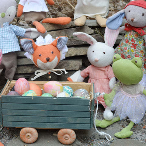 Hazel Village friends with their dyed eggs