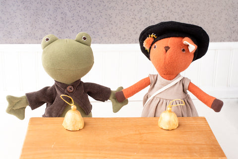 Lewis Toad and Phoebe Fawn with their completed bells