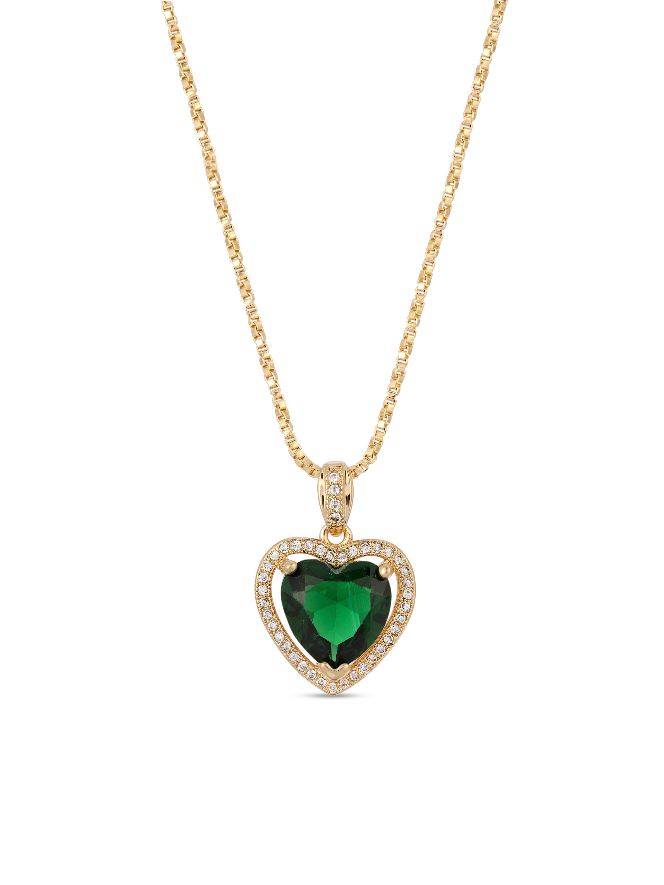 The Mini Heart Necklace - Emerald - Necklaces - Vanessa Mooney