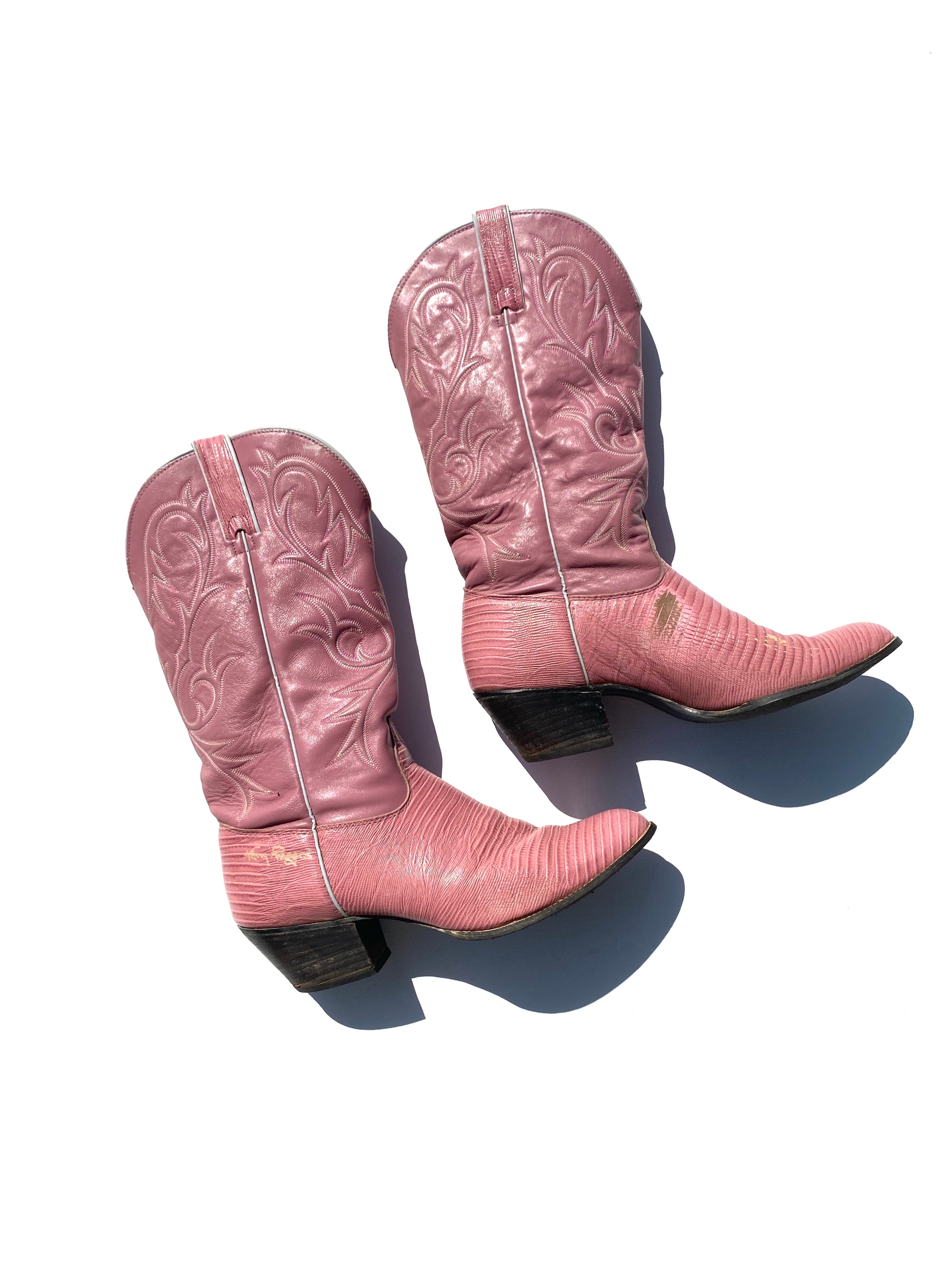 Vintage Western Boots - Baby Pink
