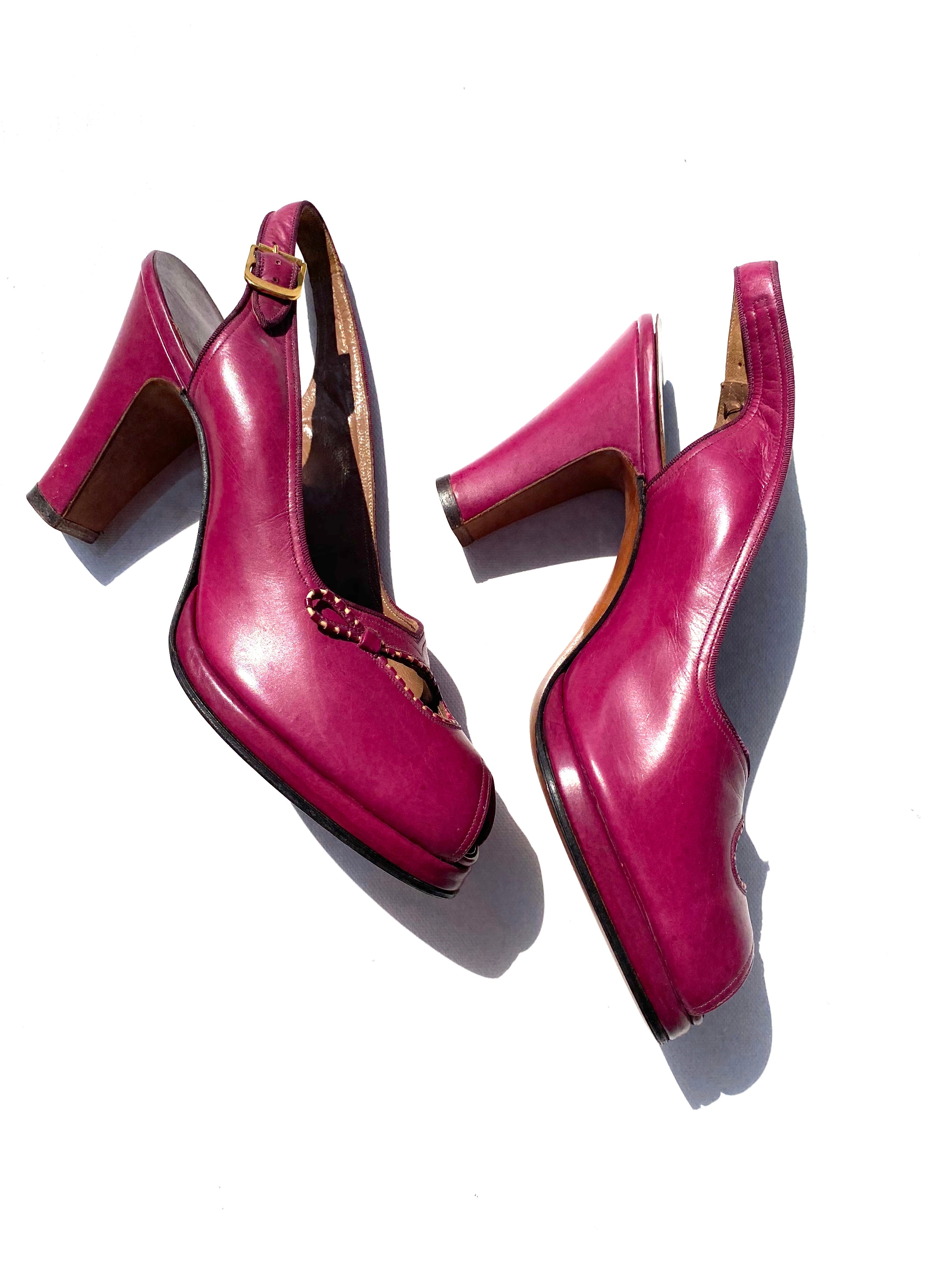 Vintage Slingback Heels - Plum Pink