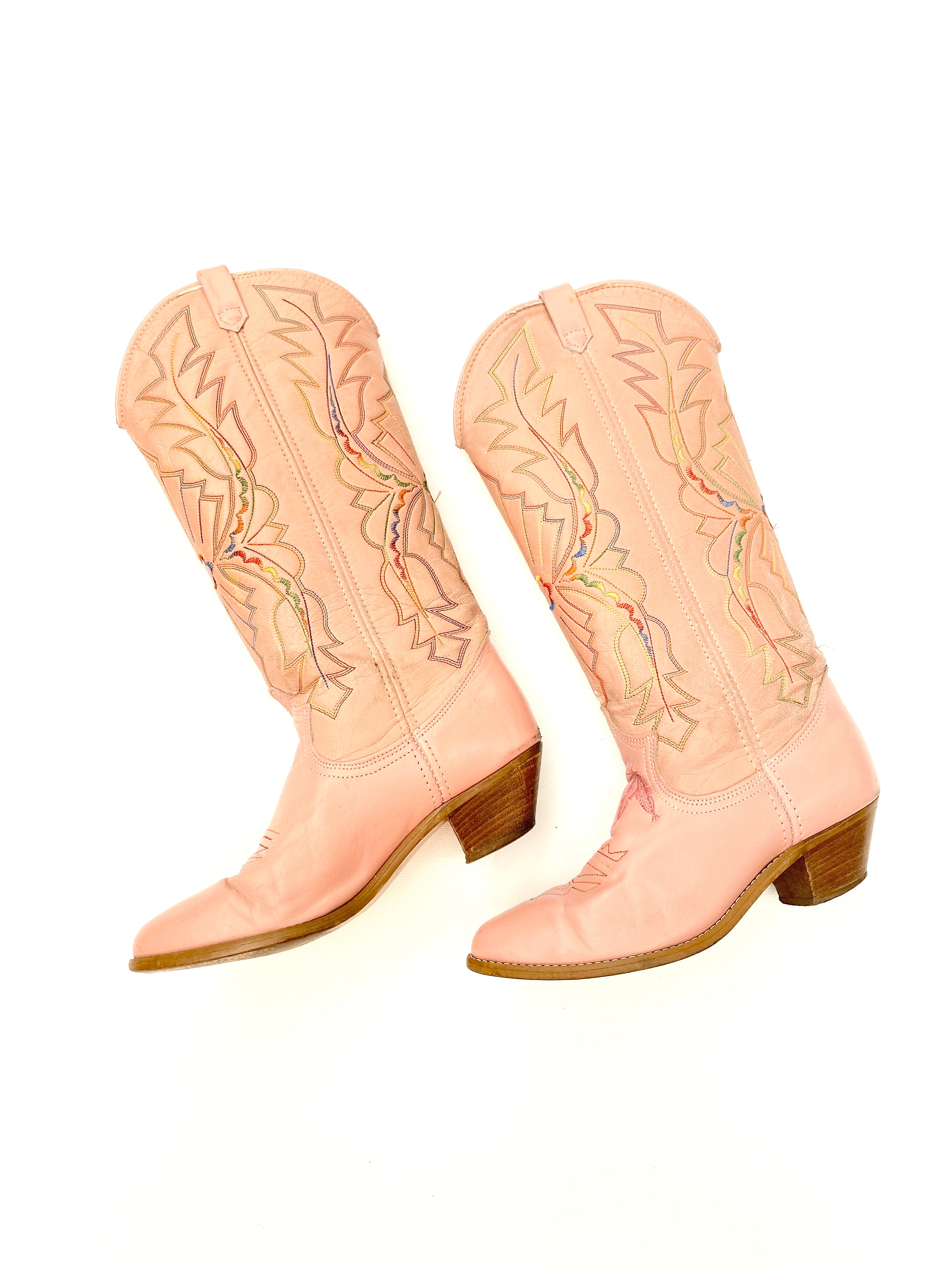 Vintage Western Boots - Peach Filigree