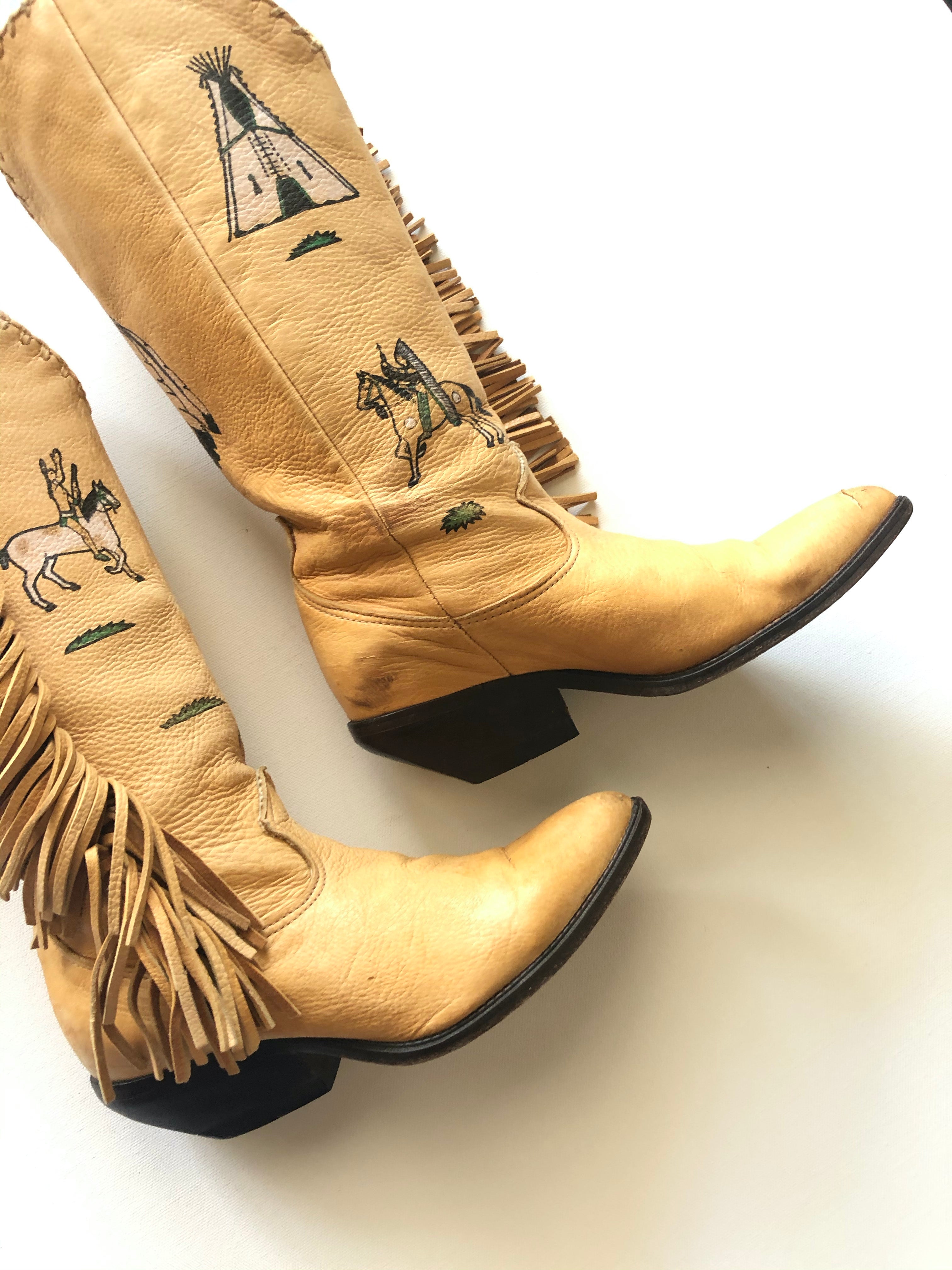 Vintage Western Boots - Frontier Fringe