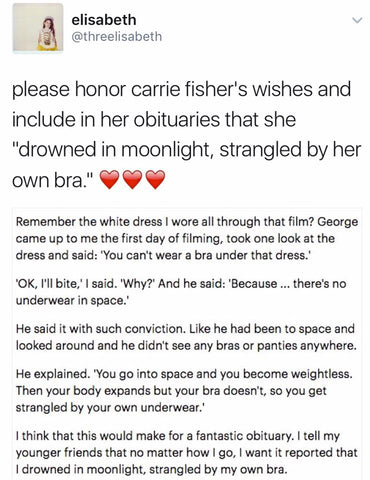 Carrie Fisher Bra Quote