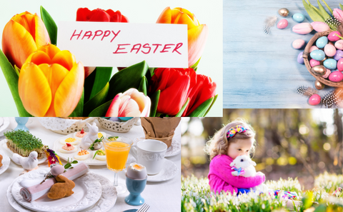 easter decorating happy flowers eggs bunny children