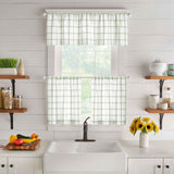 Modern Farmhouse Sage Plaid Kitchen Tiers and Valance Window Treatments