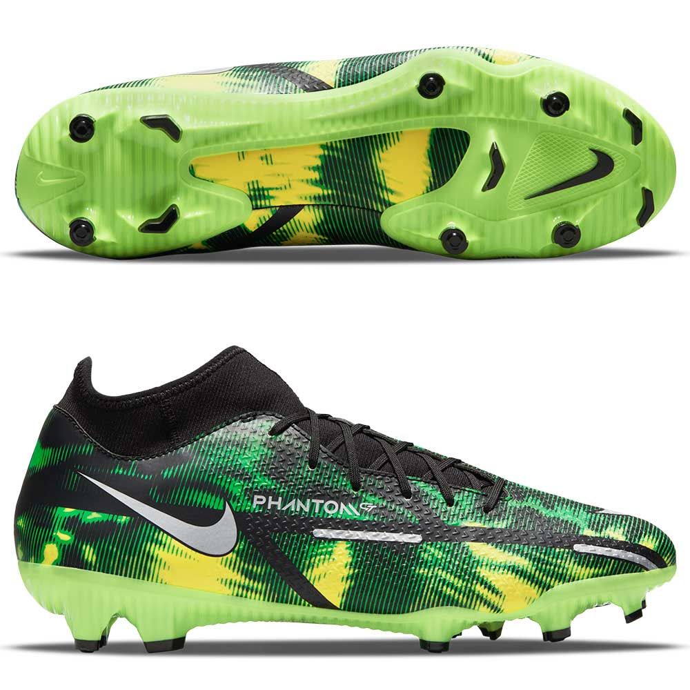 Nike Phantom GT2 Academy DF Shockwave FG Firm Ground Football Boots Black/Platinum/Green