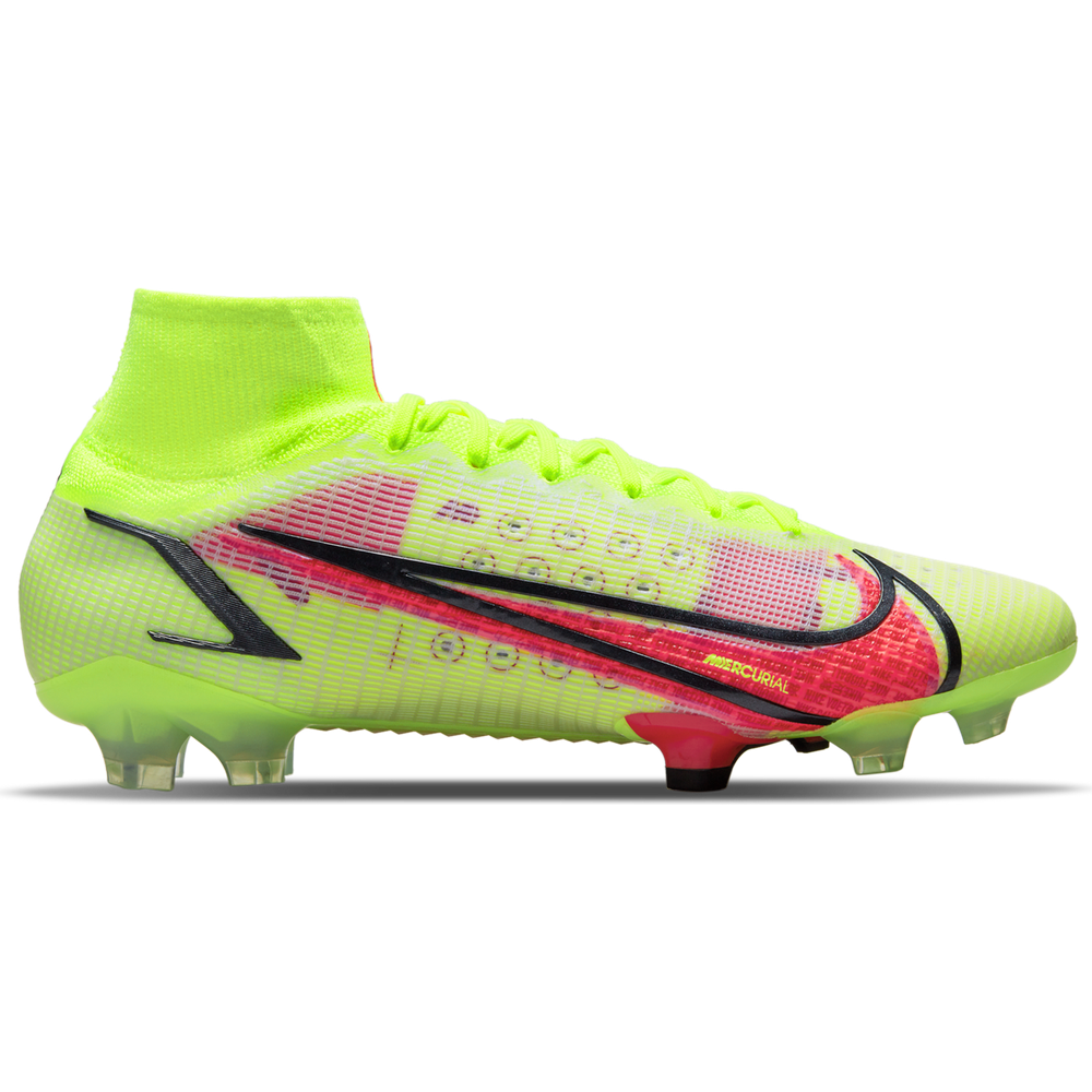 Nike Mercurial Superfly 8 Elite FG firm Ground Football Boots Volt/Bright Crimson