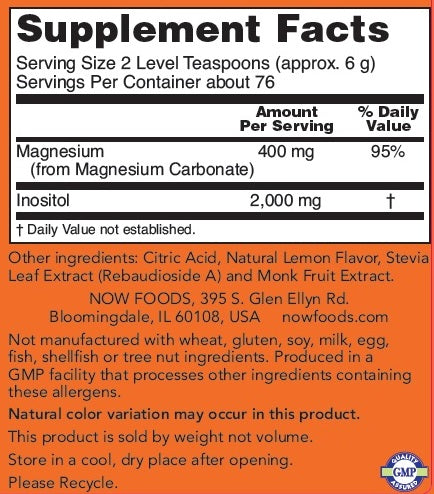 NOW FOODS, MAGNESIUM INOSITOL RELAX POWDER, 16 OUNCES – Natural Doctor