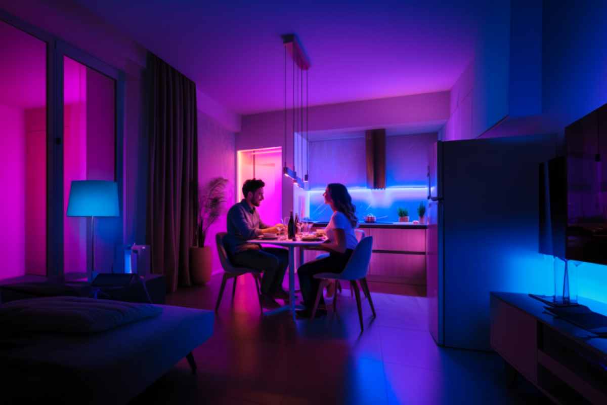 Create the perfect ambiance with smart lighting-Romantic Dinner