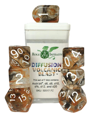 Diffusion Volcanic Blast - 7 Piece Dice Set - Nerd Herd