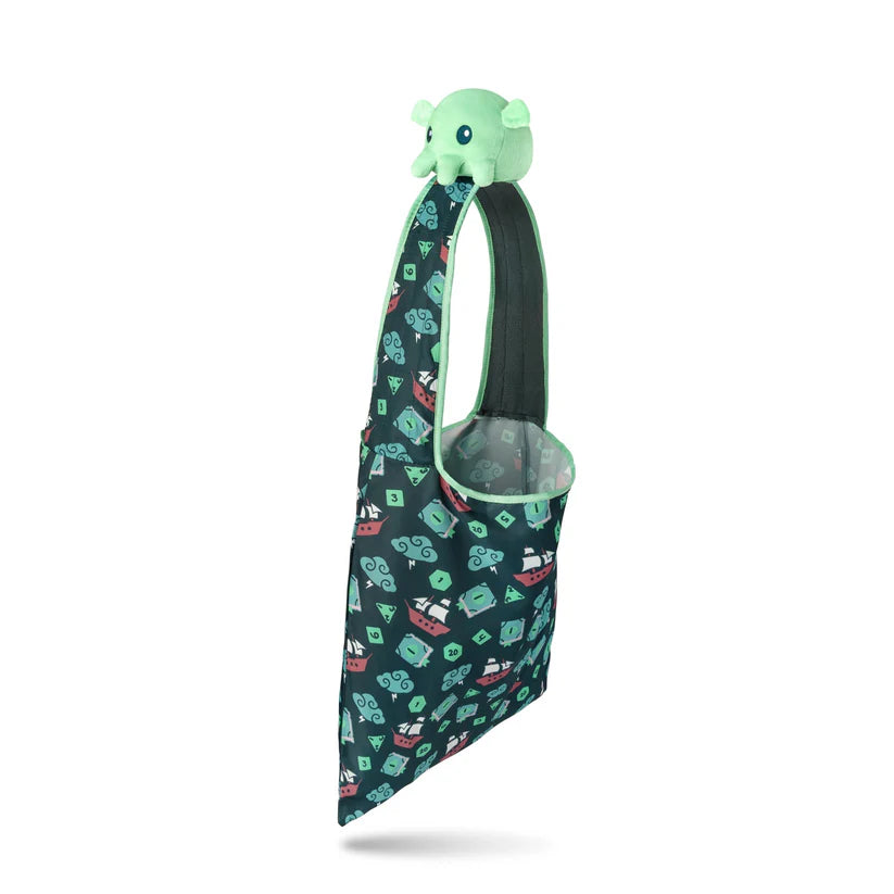 Plushie Tote Bag: Dark Green Tabletop Gaming Tote Bag w/ Mint Cthulhu Plushie