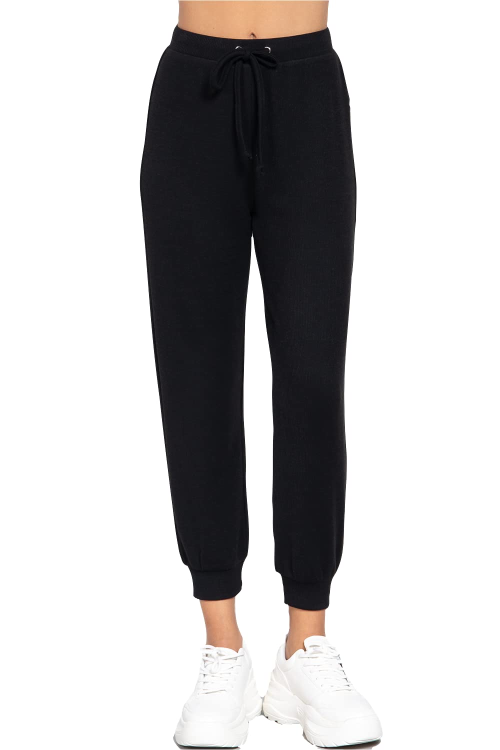 Women's  Waist String Detail Hacci Long Pants