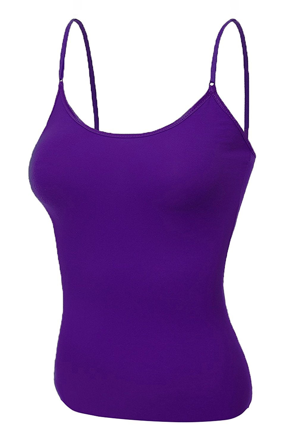 Cami Camisole Built in Shelf BRA Adjustable Spaghetti Strap Tank Top,Small,Purple