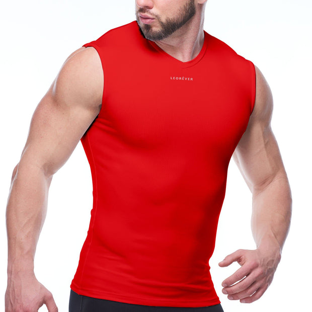 BAW Men's Red Compression Cool Tek Sleeveless Shirt