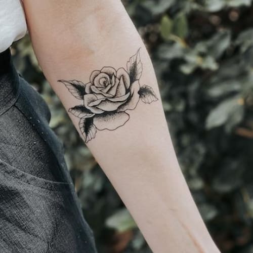 old school black rose tattoo