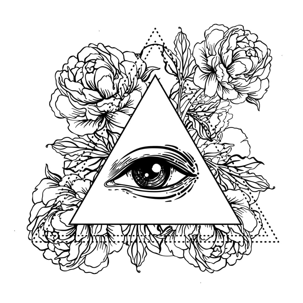 Eye Triangle and Roses Temporary Tattoo | EasyTatt™