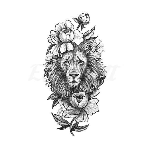 Floral Lion Temporary Tattoo | EasyTatt™