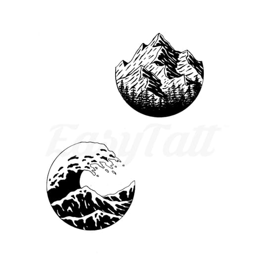 Line Art and Silhouette Ocean Wave in CircleSilhouette Japanese Wave  Circle Tattoo Stock Vector  Illustration of backgroundhand fantasy  162353705
