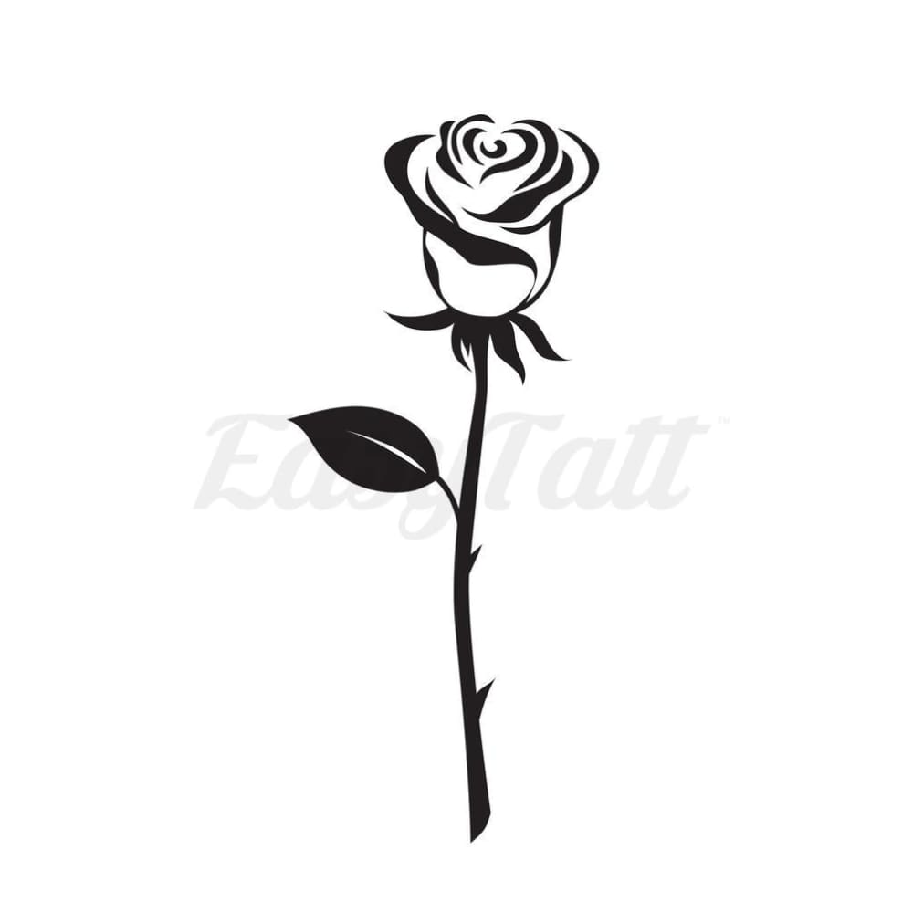 Single Black Rose - Temporary Tattoo