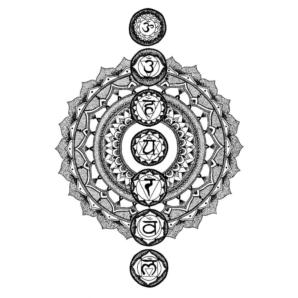 The Seven Chakras Mandala Temporary Tattoo Easytatt