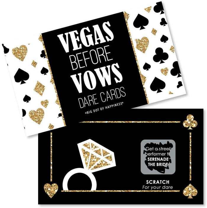 Vegas Before Vows - Las Vegas Bridal Shower or Bachelorette Party Game Scratch Off Dare Cards - 22 Count