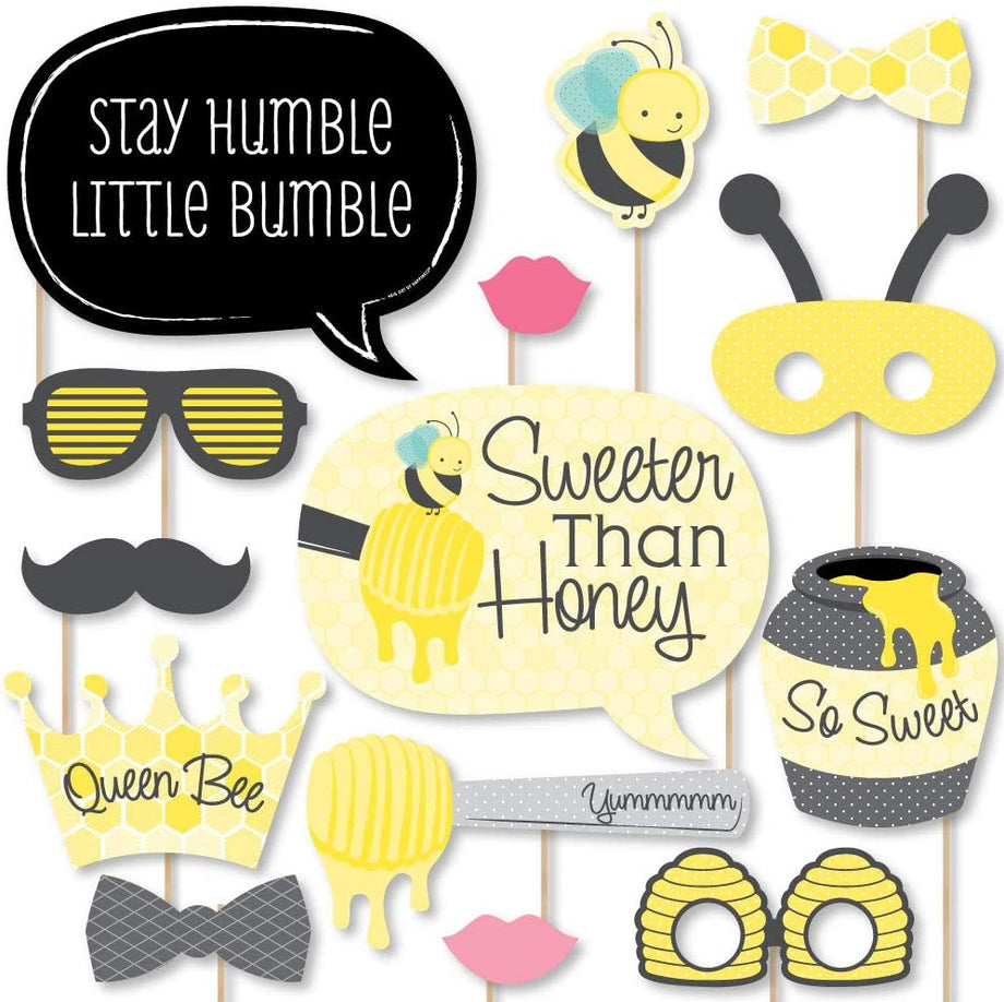 thinkstar Set Of 24 Bee Baby Shower Centerpieces Sticks Honey Bee  Decorations Table Toppers Bee Themed Party Supplies Bee Birthday P…