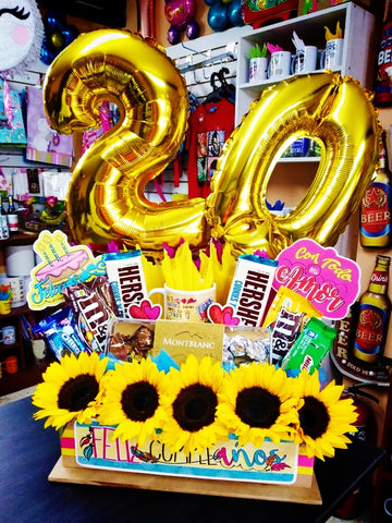 Arreglo de Girasoles, chocolates y globos para cumpleaños – El Regalador  Ecuador