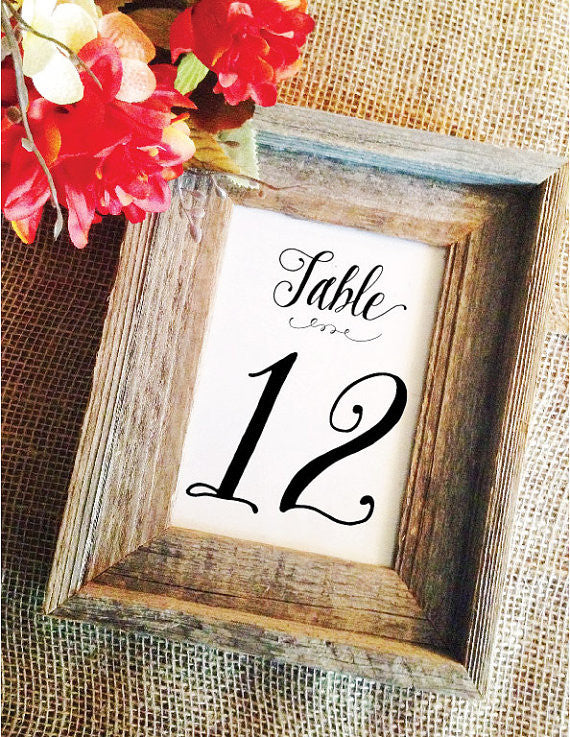 script rustic table numbers wedding cheer