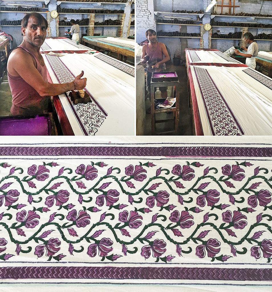 block printing on table - sample - pallu design