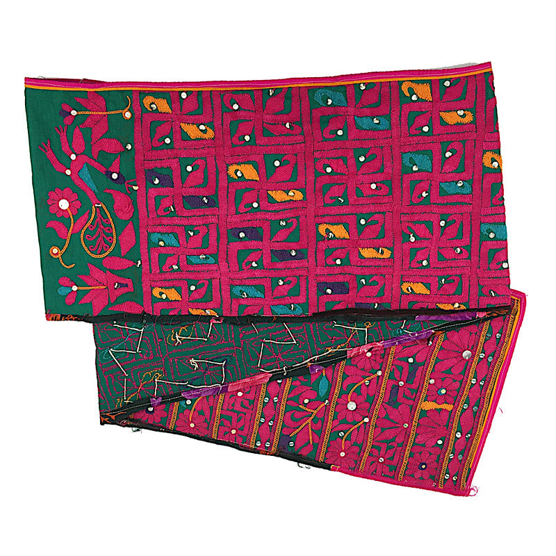 Vintage Indian Embroidery Panel - Pink, Green and Gold – Pallu Design