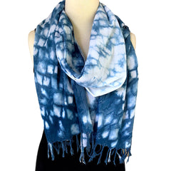 Fringed Cotton Indogo scarf - Pallu Design