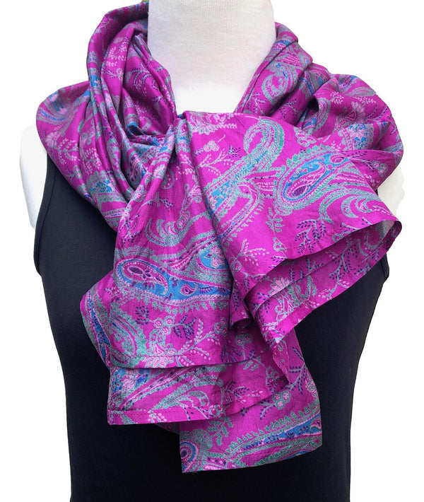 Rose Pink and Gold Scarf in Brocade Silk