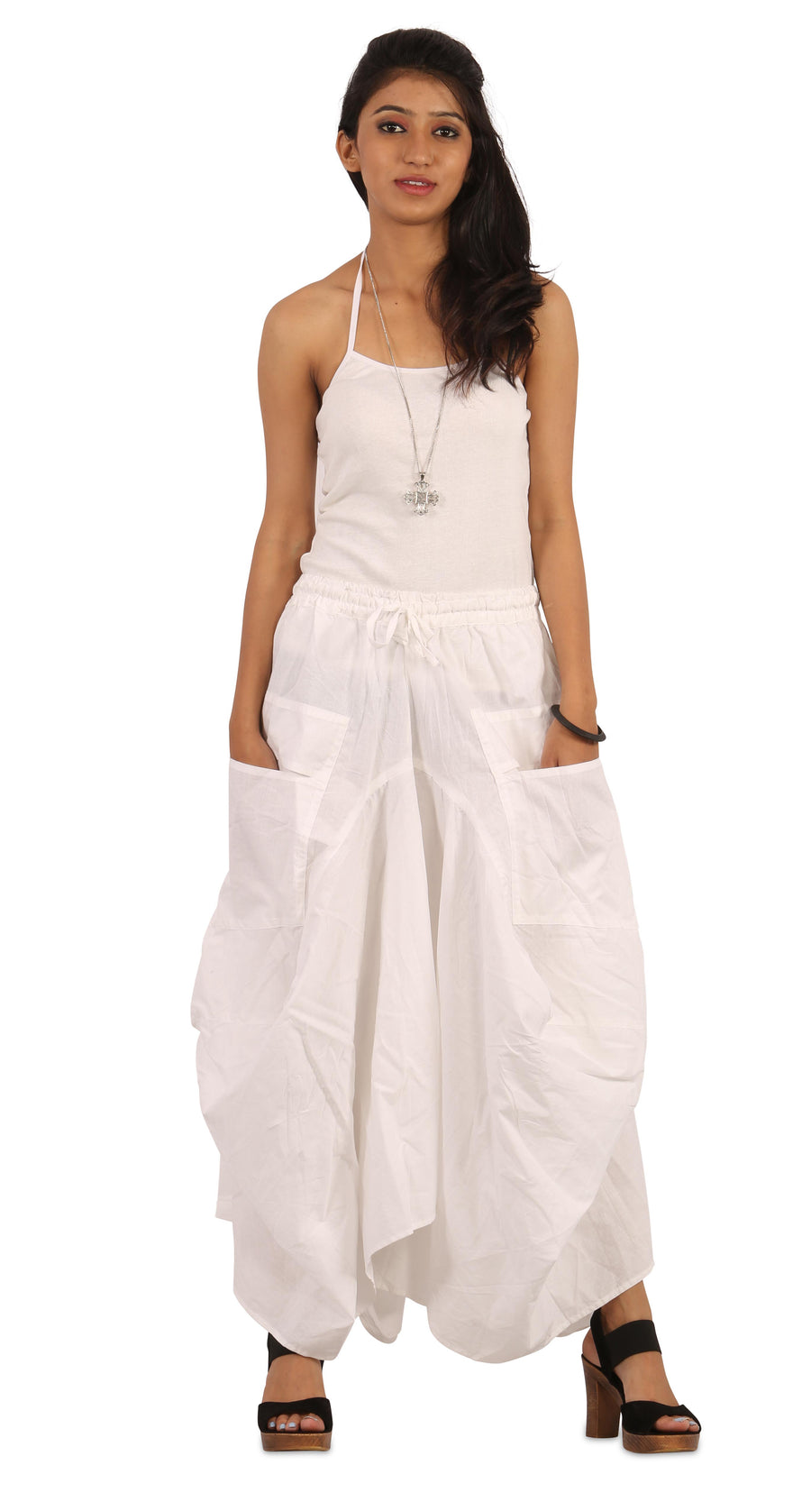 white maxi skirt with pockets