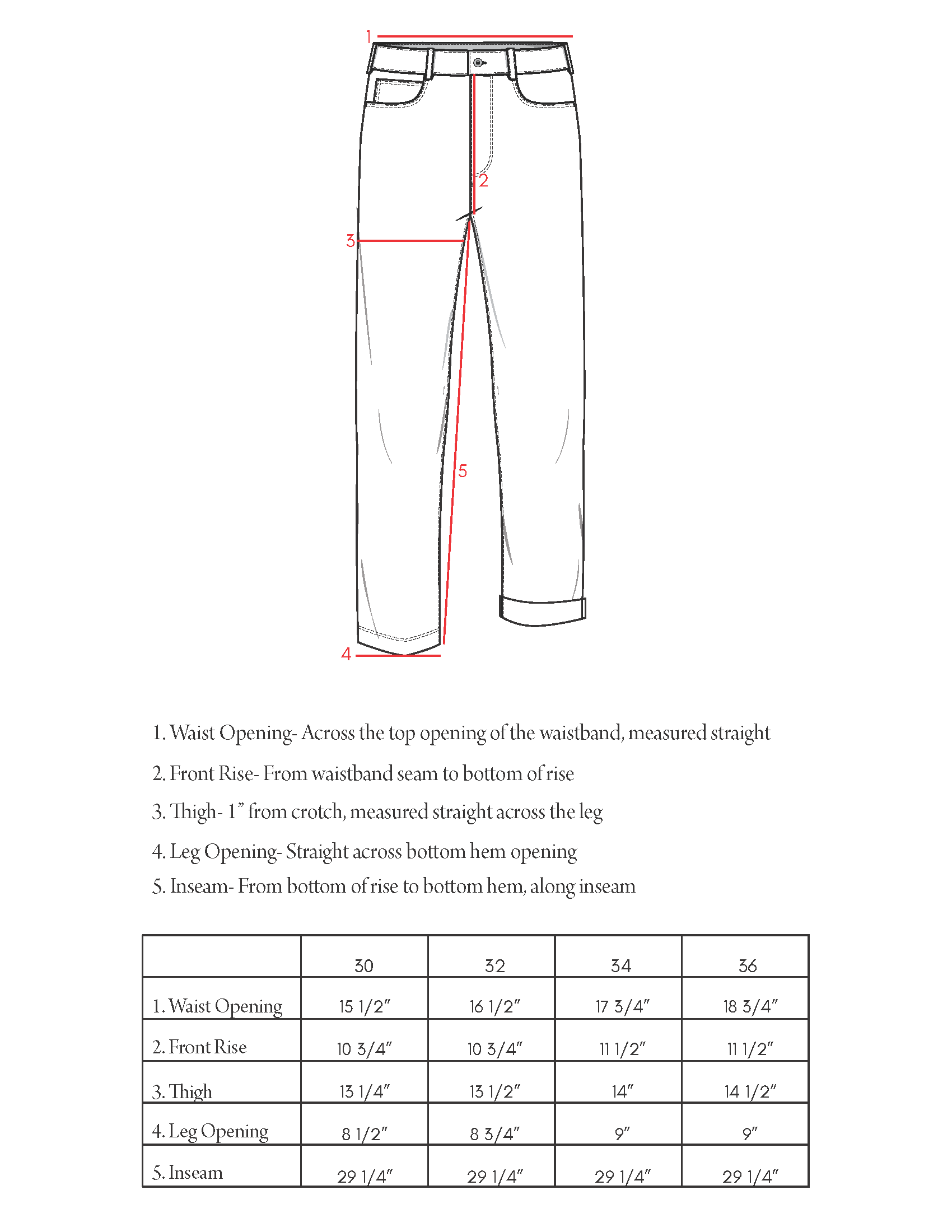 Sizing Chart – Imperfects