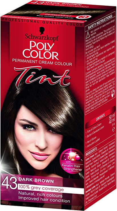 Schwarzkopf Poly Colour Tint Hair Dye Dark Brown 43