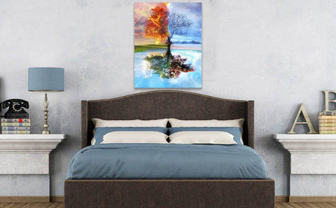 All Season Tree Paint By Numbers Set Photo On Bedroom Wall