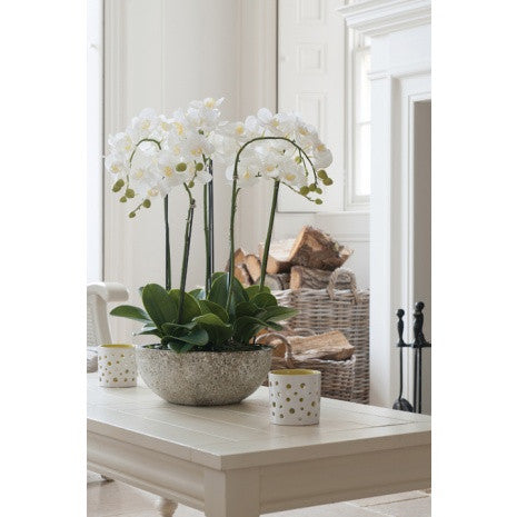 Luxury Large Artificial Orchid Arrangement In Pot White Flowers Artificial Green