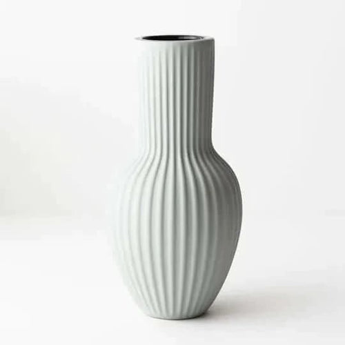 HOME: Satin Grey Tall Ribbed Pot