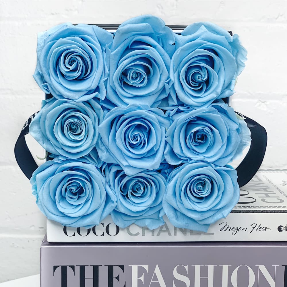 Aqua Blue Roses  Black Love Box – The One Roses