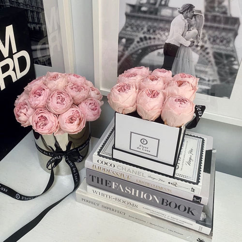 SQUARE BOX : Pale Pink Peonies