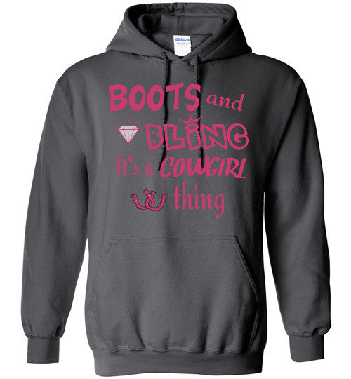 BOOTS AND BLING - It's a COWGIRL Thing Hoodie – Furbabies.love