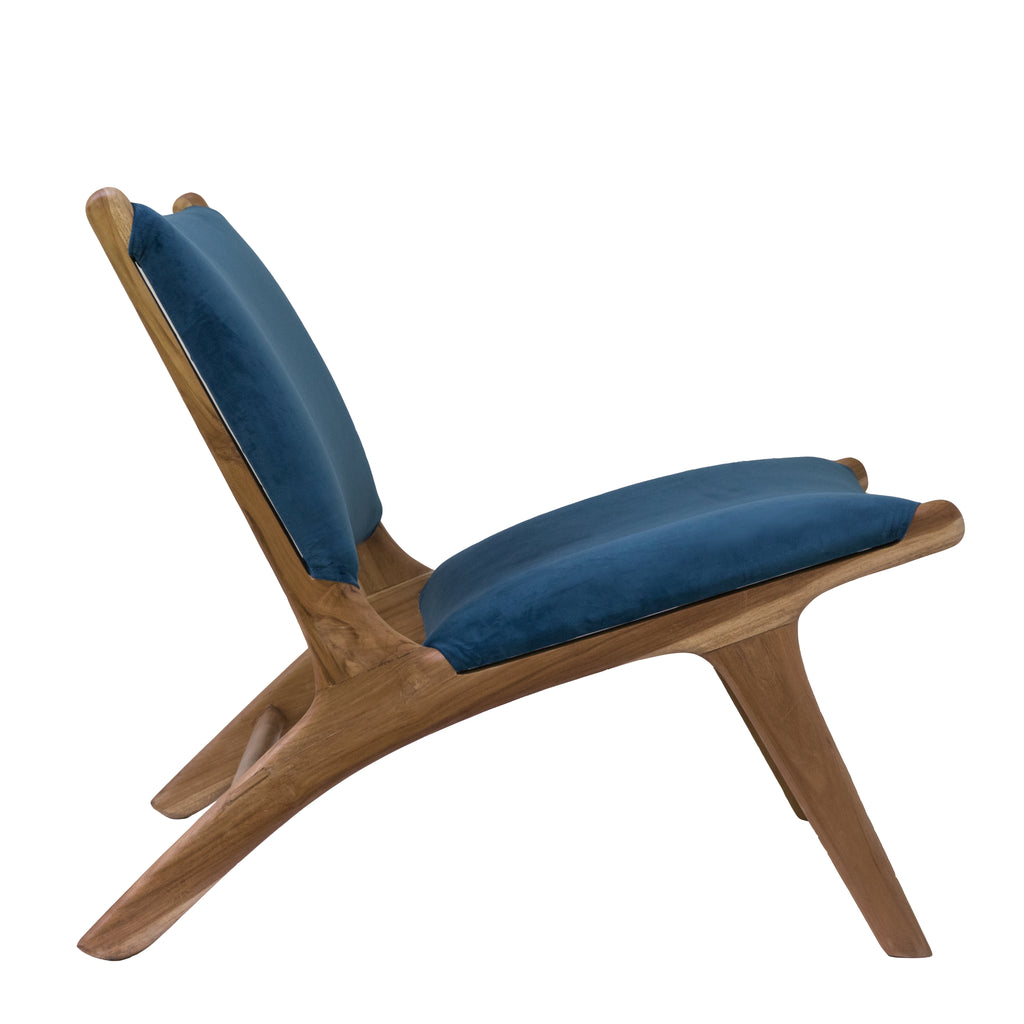 Velvet & Teak Lounge Chair - The Grey House